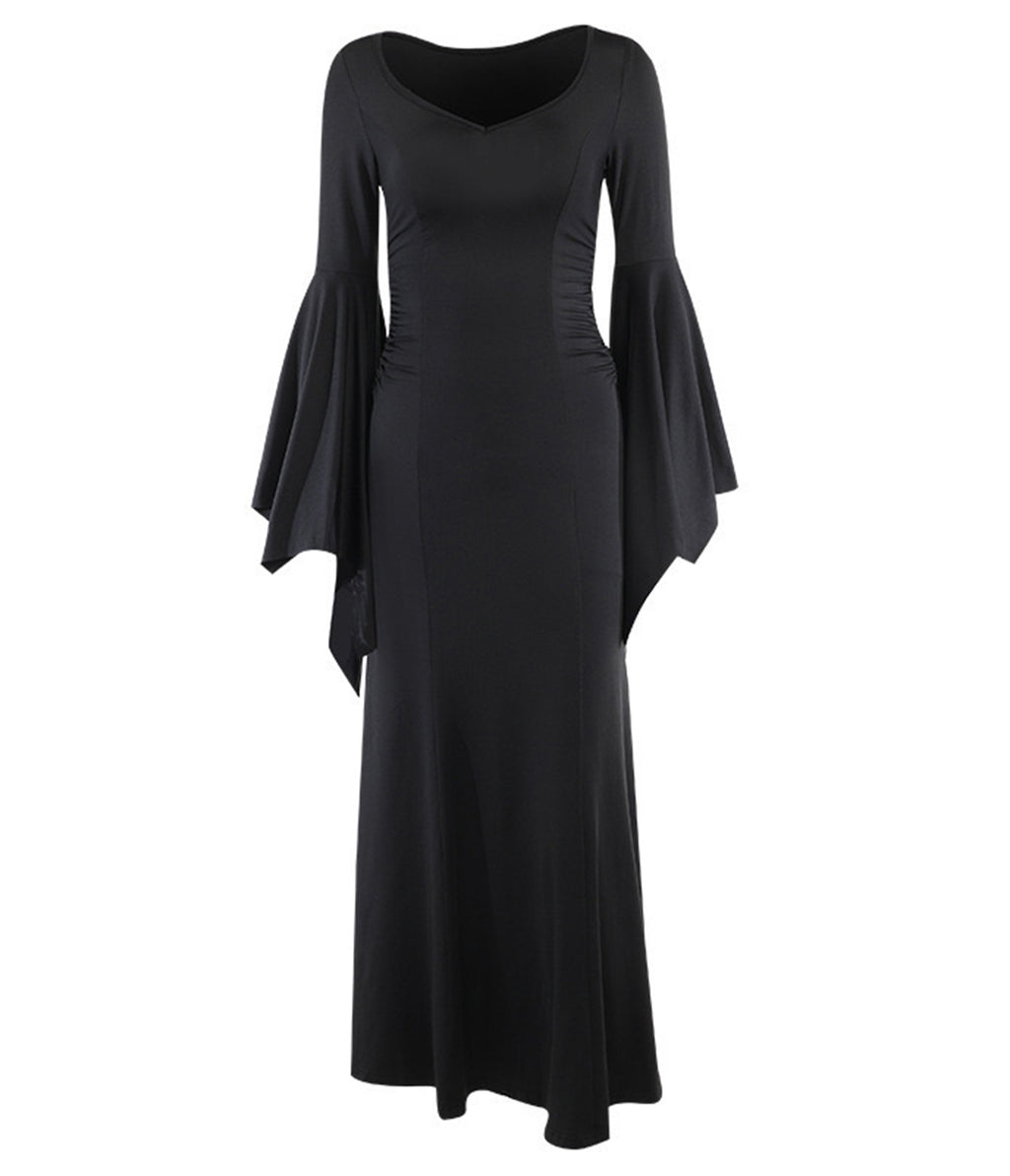 Black Gothic Bell Sleeve Vampire Maxi Dress
