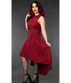 Red Lace Bat Collar Succubus High-Low Swing Dress