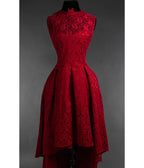 Red Lace Bat Collar Succubus High-Low Swing Dress