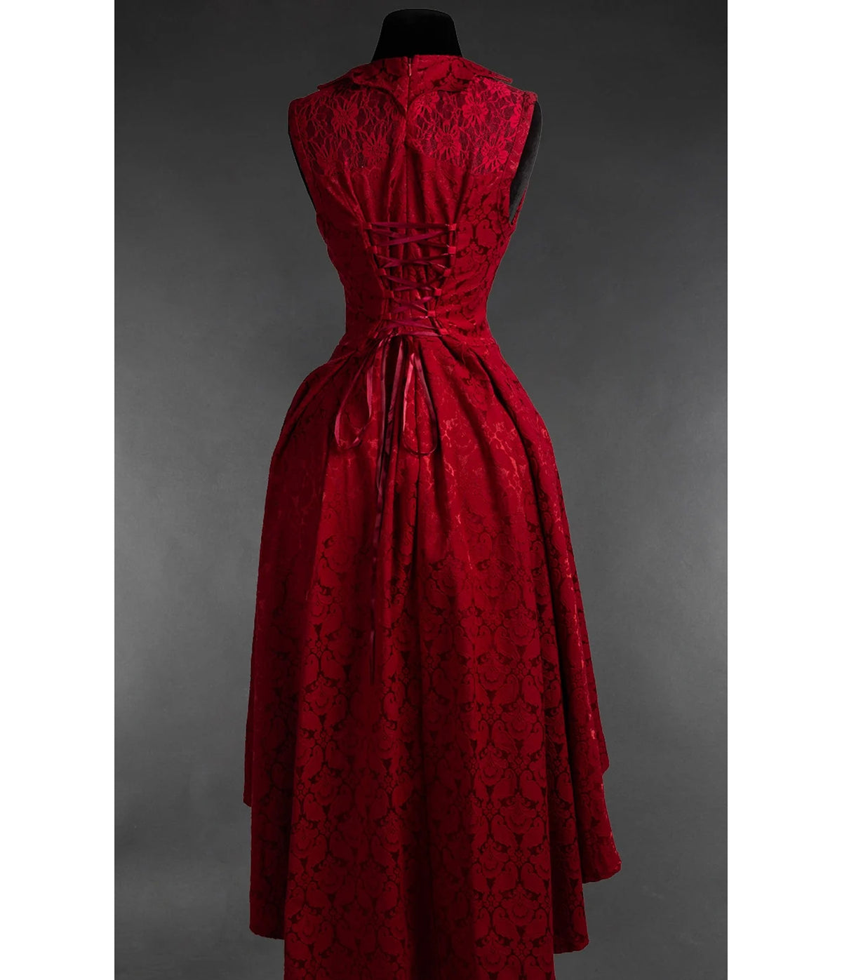 Red Lace Bat Collar Succubus High-Low Swing Dress
