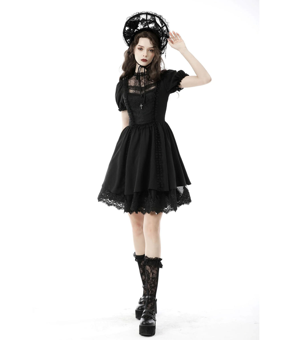 Black Tulle & Lace Mini Dress