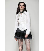 White Bat Collar Ruffled Dress Shirt