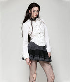 White Bat Collar Ruffled Dress Shirt