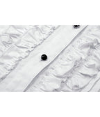 White Bat Collar Ruffled Dress Shirt