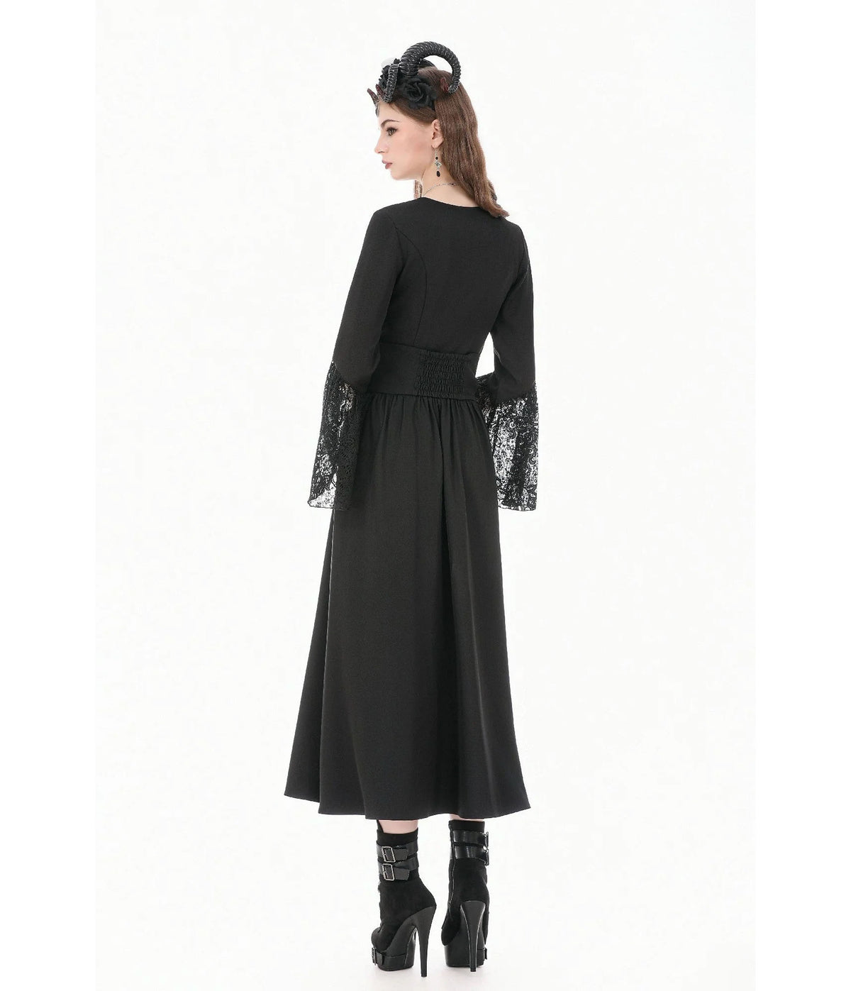 Black Embroidered High-Waist Maxi Skirt
