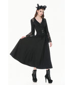 Black Embroidered High-Waist Maxi Skirt