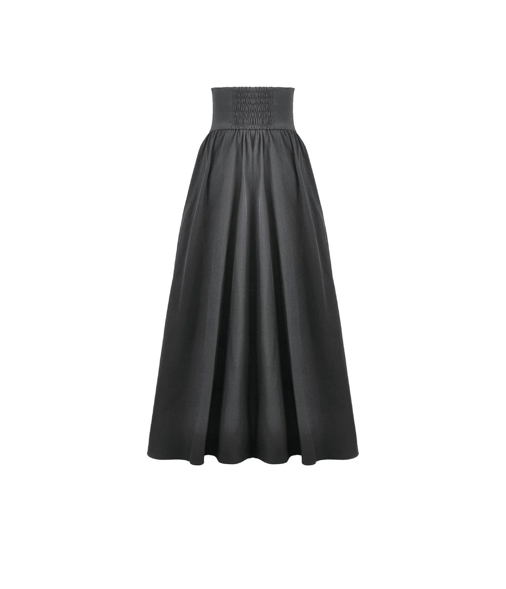 Black Embroidered High-Waist Maxi Skirt