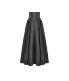 Black Embroidered High-Waist Maxi Skirt