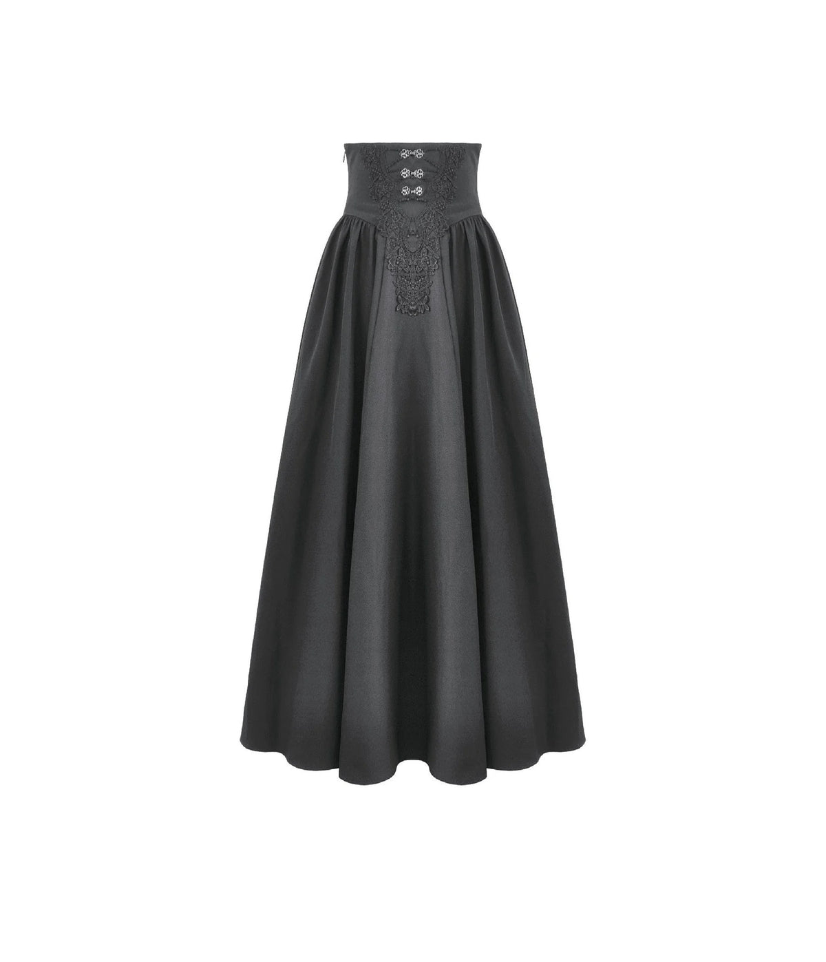 Black Embroidered High-Waist Maxi Skirt