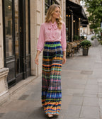 Colorful Plaid Wide Leg Pants