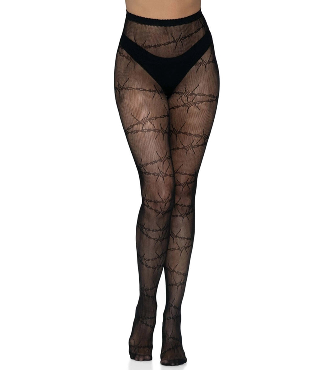 Leg Avenue Black Barbed Wire Fishnet Tights