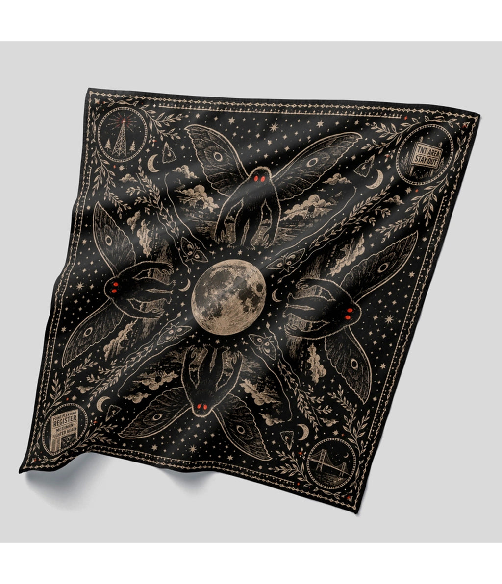 Black Mothman Print Hair Scarf