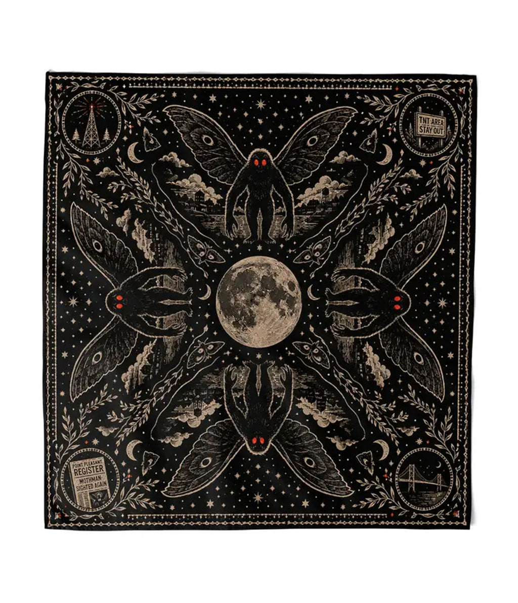 Black Mothman Print Hair Scarf