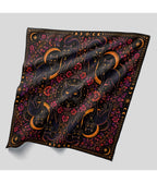 Black Nine Lives Cat Print Hair Scarf