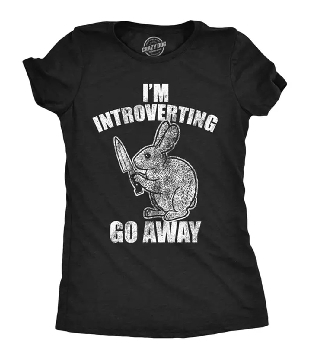 Black Introverting Bunny Graphic Tee