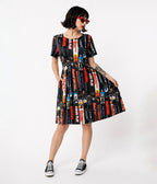 Witchwood Bags Black Horror Movies Print Skater Dress