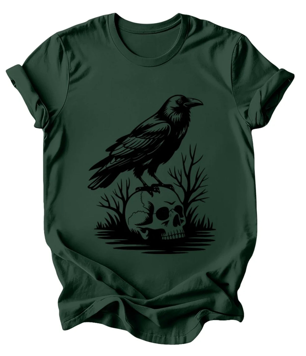 Witchwood Bags Emerald Raven Skull Graphic Tee