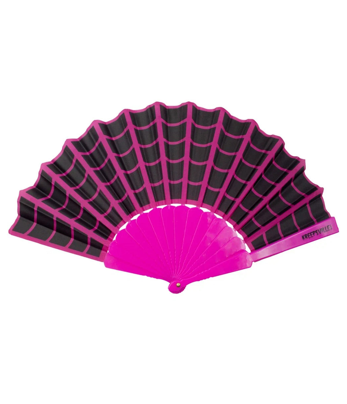Pink & Black Spiderweb Scallop Hand Fan