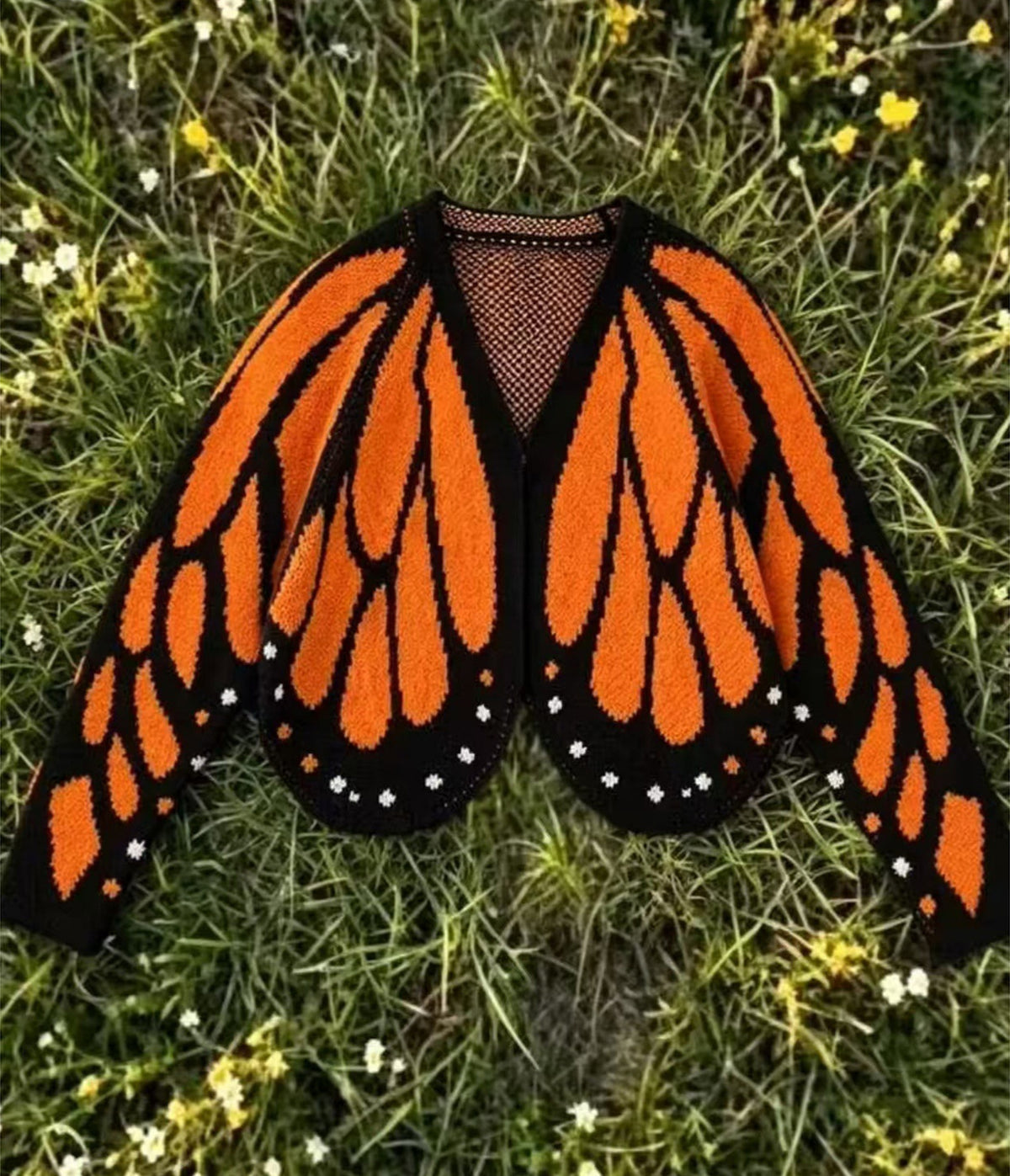 Orange & Black Monarch Butterfly Wing Cardigan