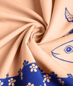 Creamy Peach Sardine Print Spaghetti Strap Midi Dress