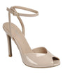 Nude Patent Leatherette Peep Toe Stiletto Heels