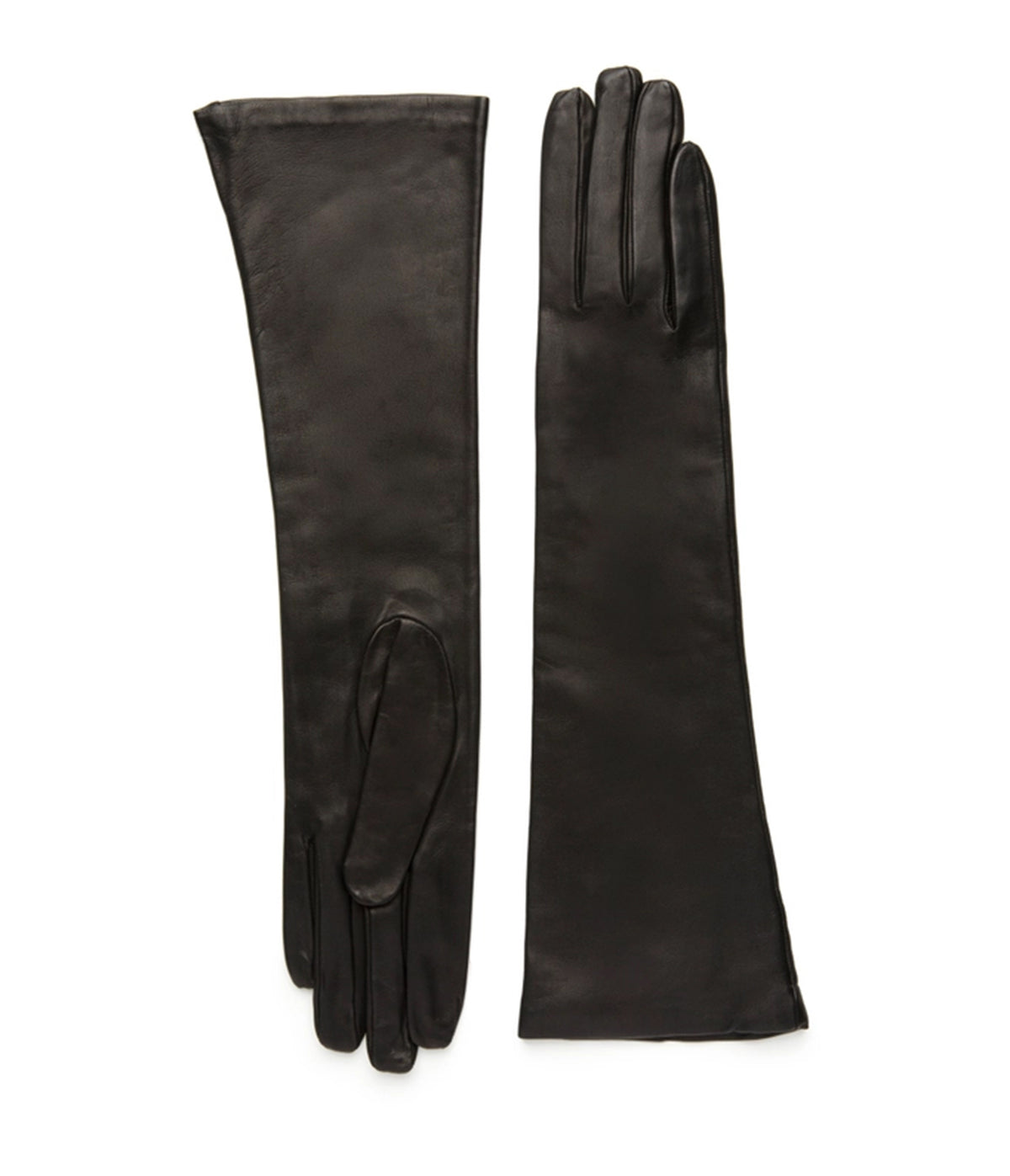 Black Faux Leather Elbow-Length Gloves