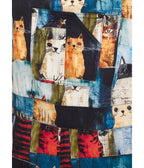 Black & Colorful Cat Print Wide Leg Overalls
