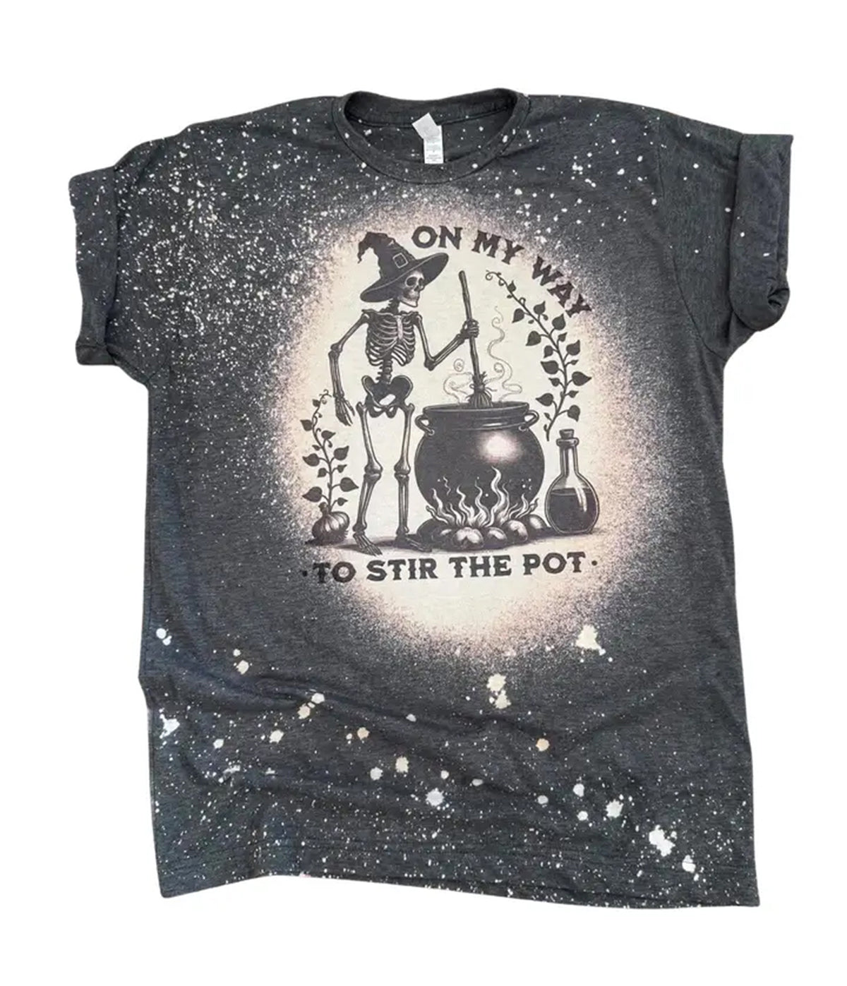 Skeleton Witch Bleached Unisex Graphic Tee