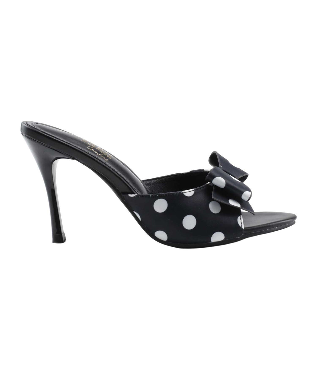 Black & White Polka Dot Peep Toe Mule
