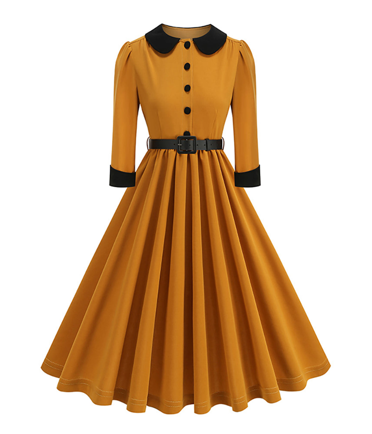 Marigold & Black Peter Pan Collar Swing Dress