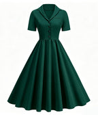 Evergreen Collared Swing Dress