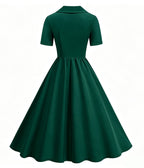 Evergreen Collared Swing Dress