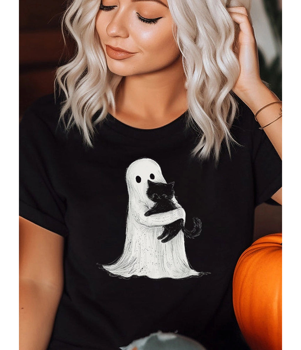 Ghost & Black Cat Unisex Graphic Tee