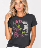 Charcoal Girls Will Be Girls Witch Graphic Tee
