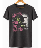 Charcoal Girls Will Be Girls Witch Graphic Tee