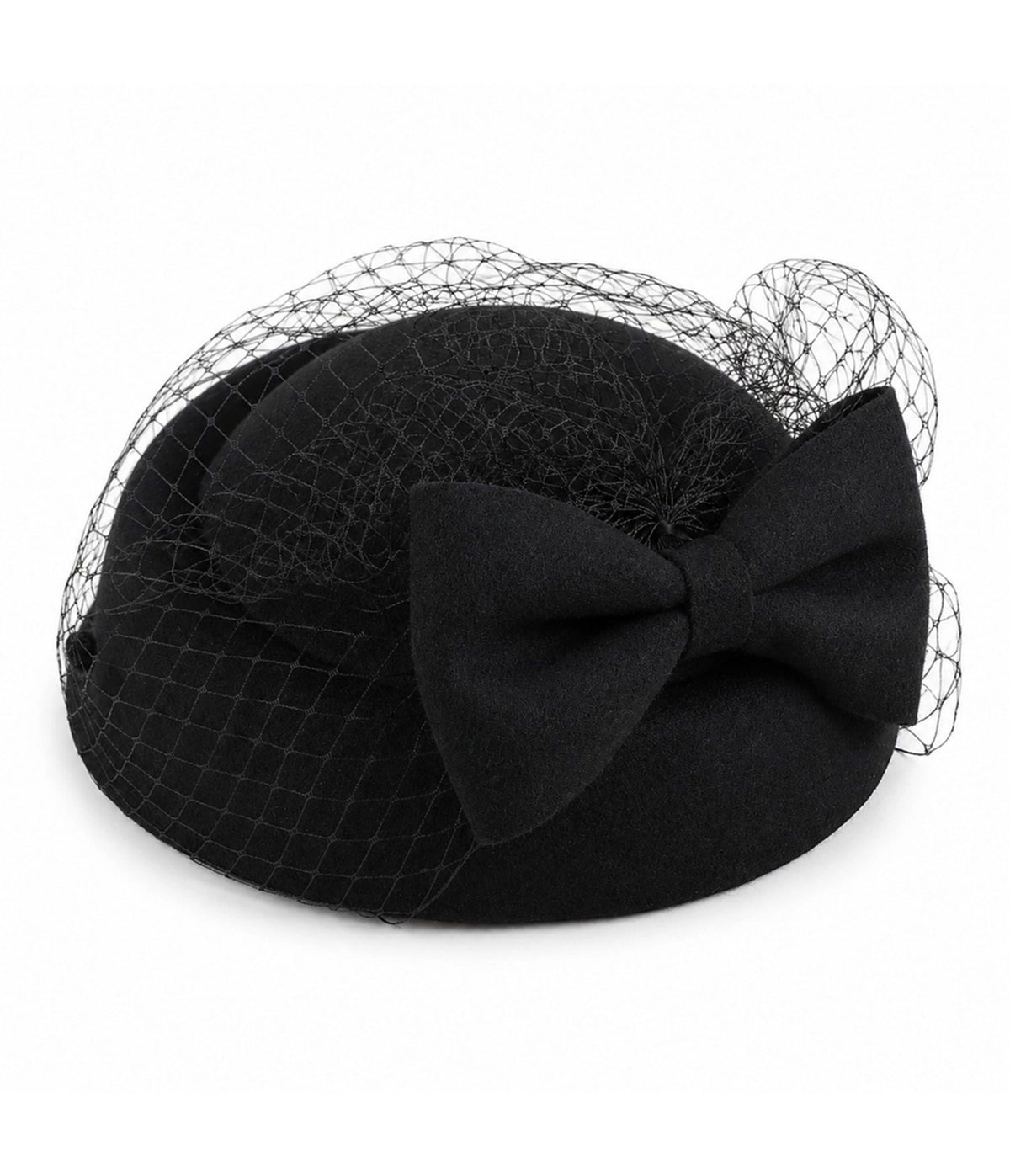 Black Bow Birdcage Veil Pillbox Fascinator Hat