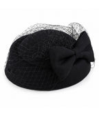 Black Bow Birdcage Veil Pillbox Fascinator Hat