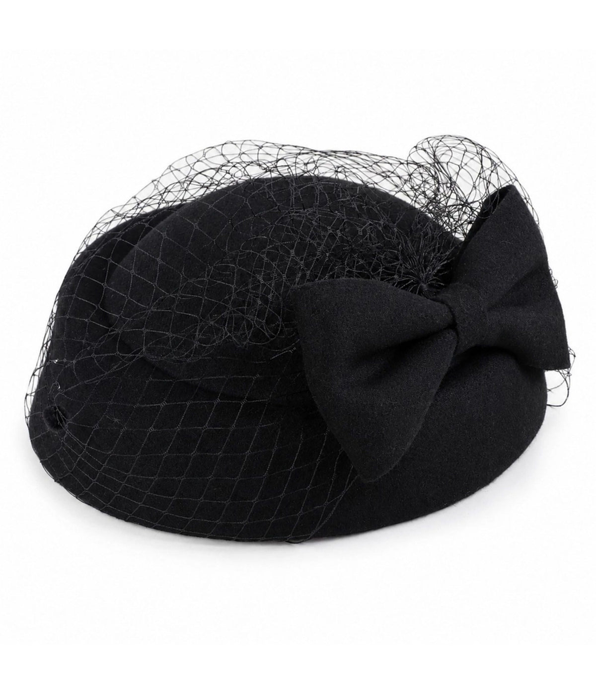 Black Bow Birdcage Veil Pillbox Fascinator Hat