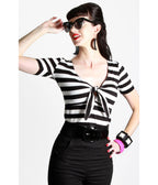 Bonsai Kitten Black & White Stripe Audrey Tie Top
