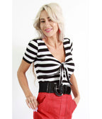 Bonsai Kitten Black & White Stripe Audrey Tie Top