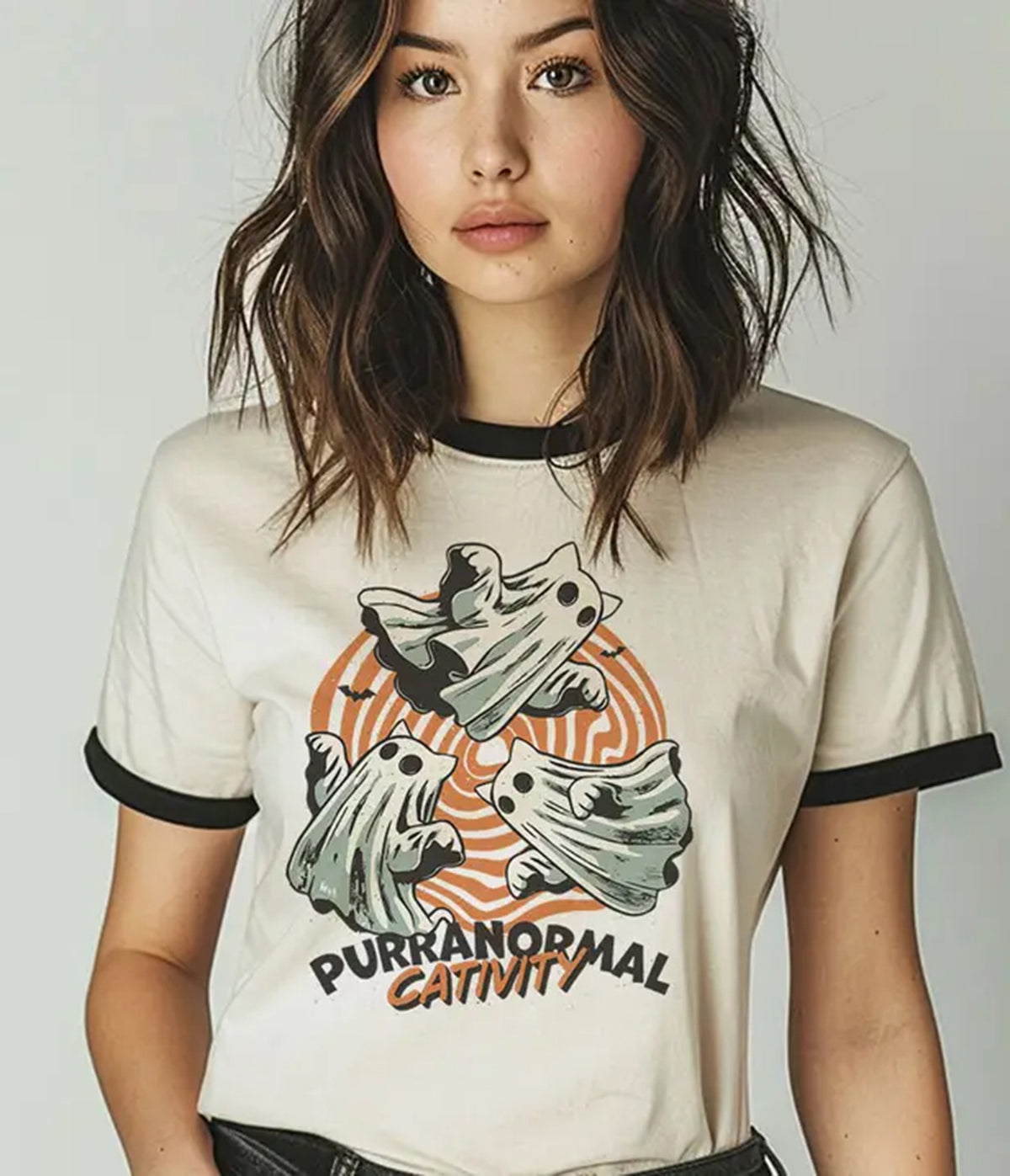 Ivory Purranormal Cativity Ringer Graphic Tee