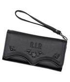 Black R.I.P. Bat Embossed Trifold Wallet