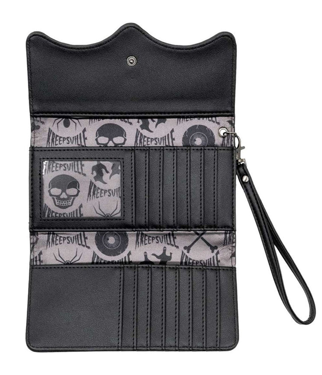Black R.I.P. Bat Embossed Trifold Wallet