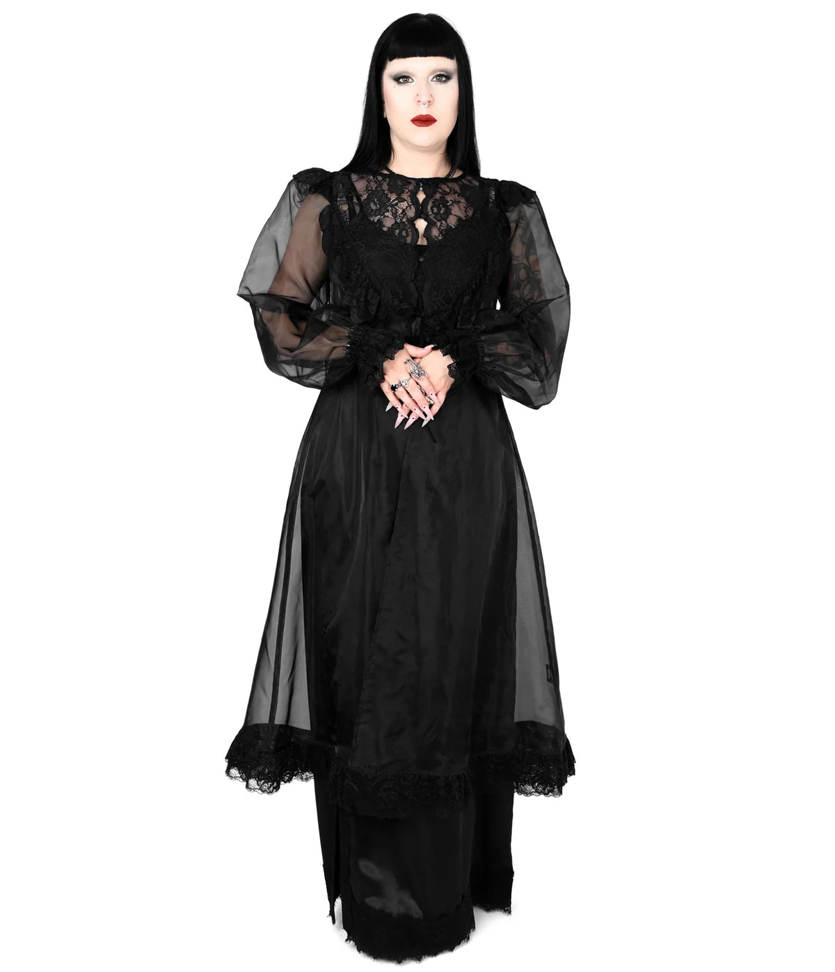 Foxblood Black Lace & Sheer Anastacia Duster