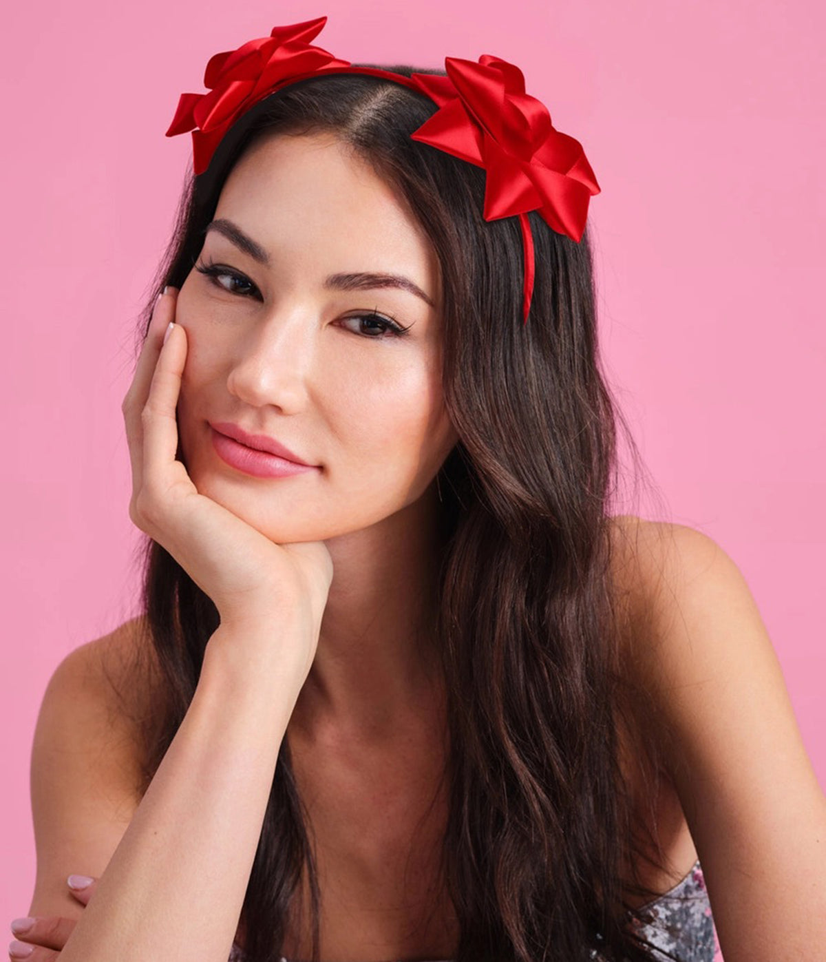 Red Satin Bows Headband