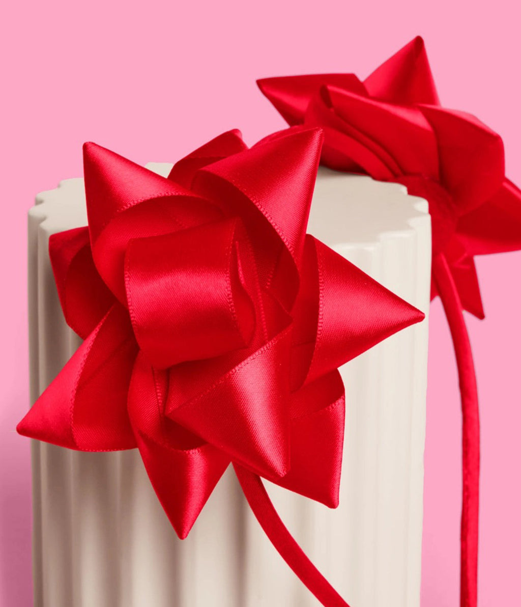 Red Satin Bows Headband
