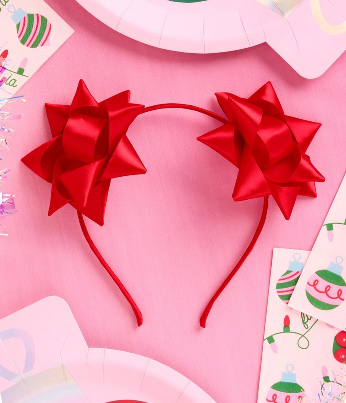 Red Satin Bows Headband
