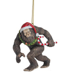 Bigfoot With Candy Cane Ornament