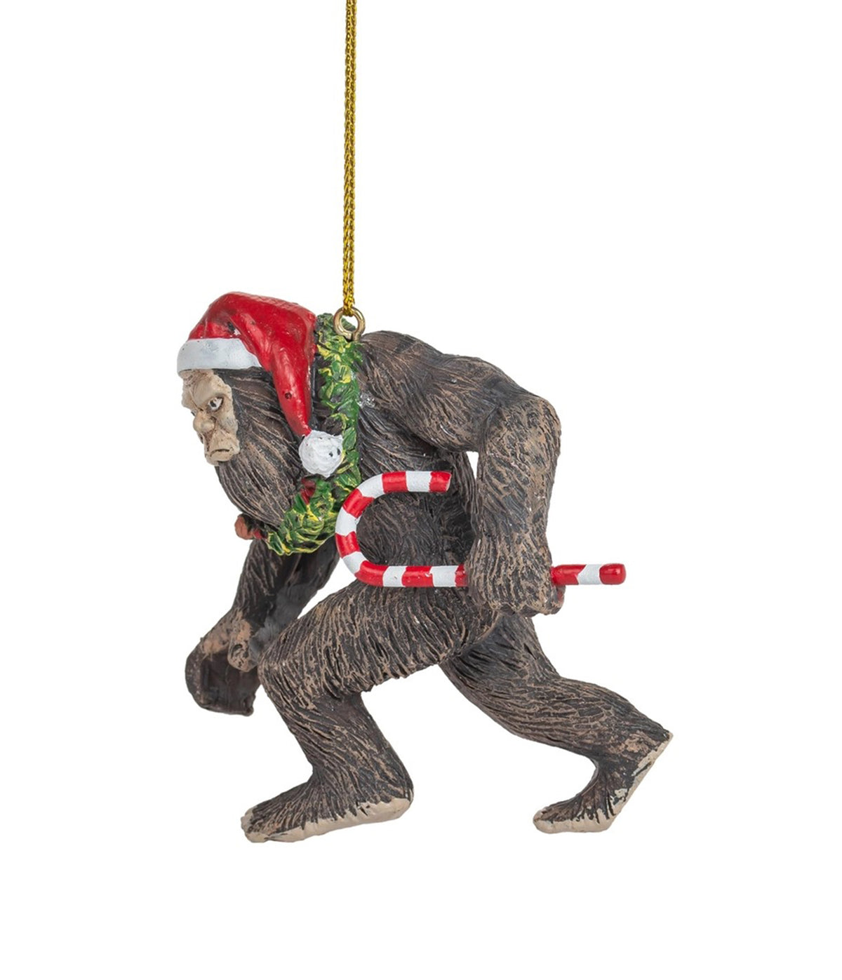 Bigfoot With Candy Cane Ornament
