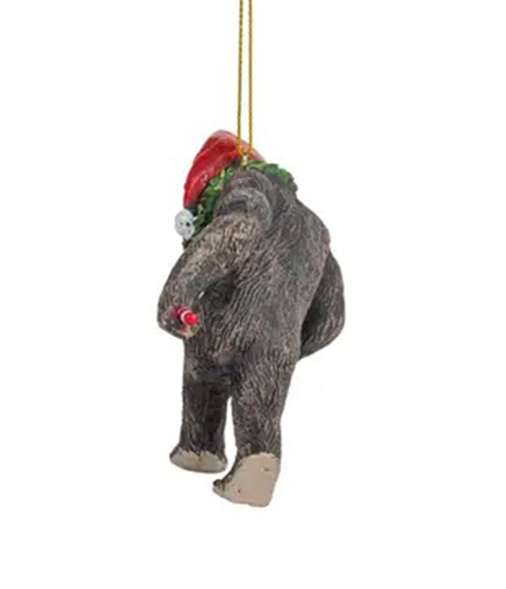Bigfoot With Candy Cane Ornament